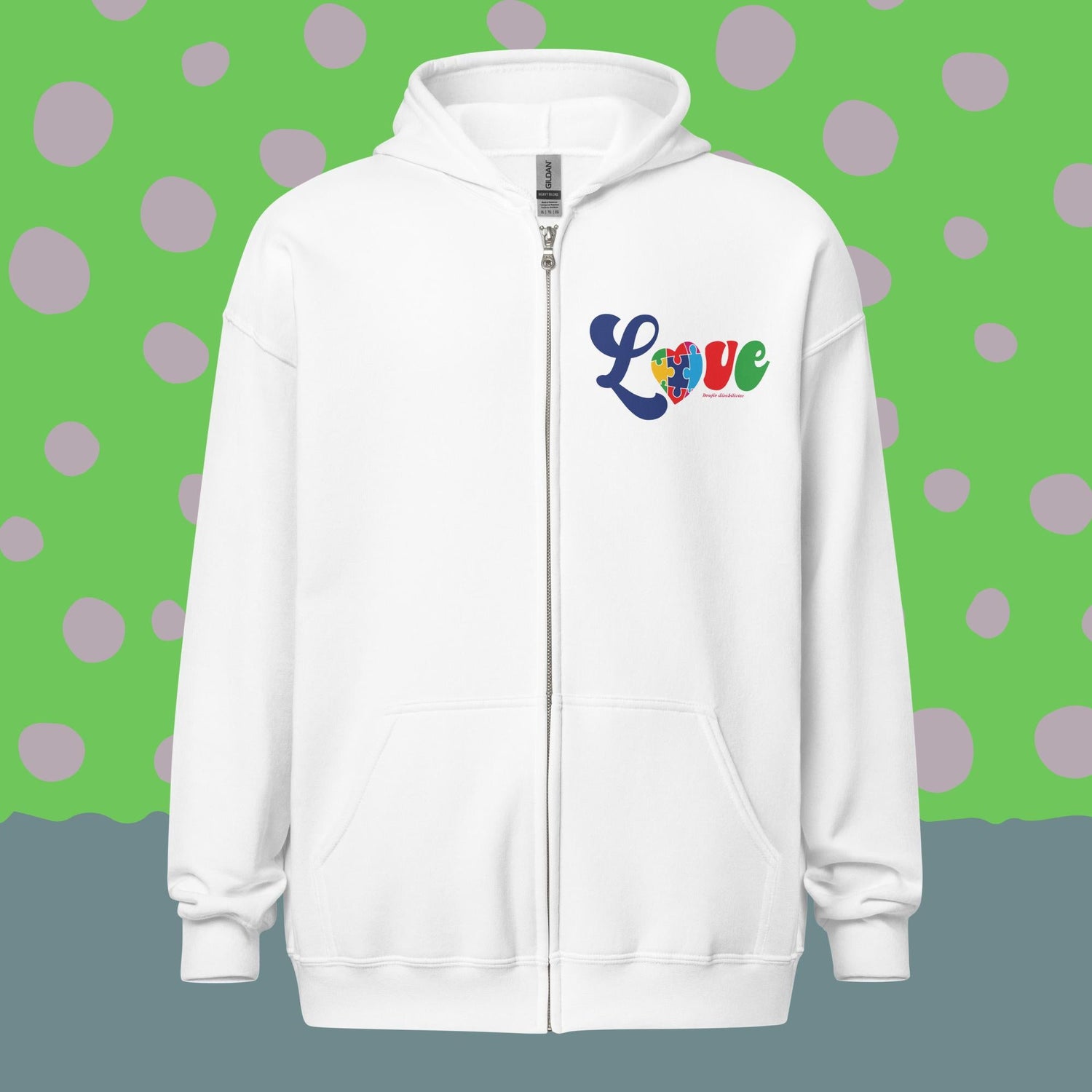 Autism Awareness, Adult Unisex Zip Up Hoodie